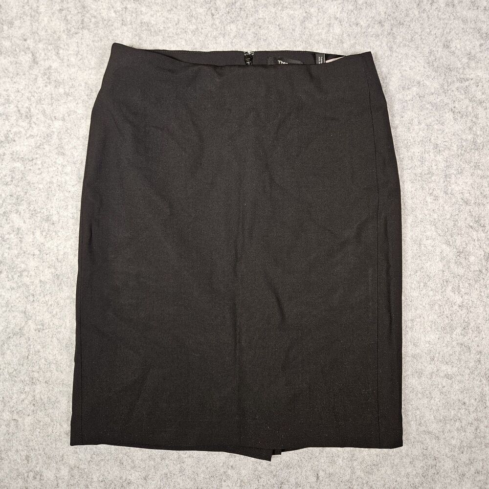 Theory Womens Black Straight Pencil Virgin Wool Blend Skirt Work Party Size 0